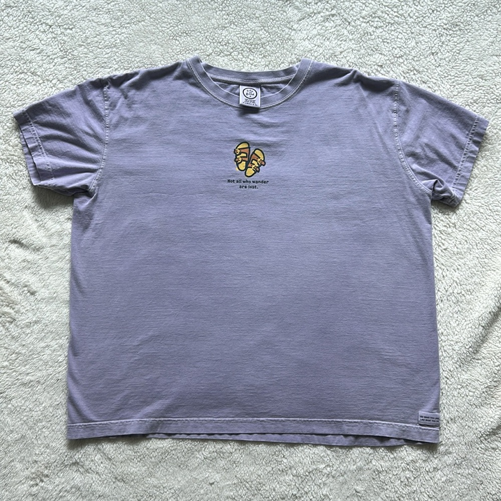 Life Is Good XL Purple Tee Shirt - Birkenstock “Not all who wander are lost.”